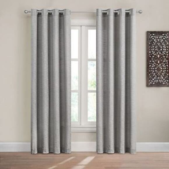 Design Solutions Caleb 84" Solid Grommet Light-Filtering Curtain Panel - Picture 2 of 4